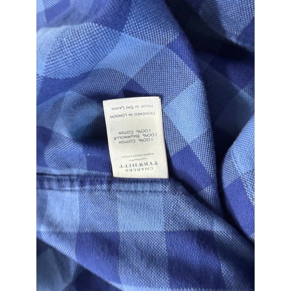 Charles Tyrwhitt Slim Fit Blue Gingham Long Sleeve Shirt Mens XLarge - Picture 3 of 8